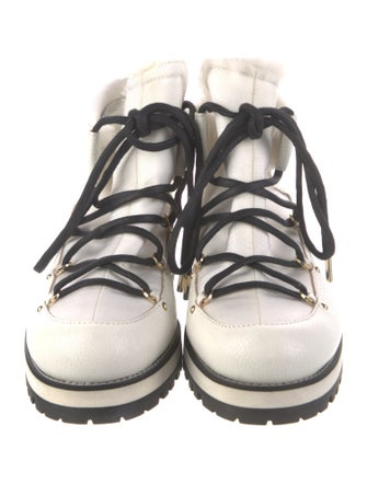 Jimmy Choo Leather Faux Fur Trim Lace-Up Boots