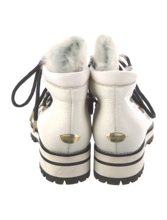 Jimmy Choo Leather Faux Fur Trim Lace-Up Boots