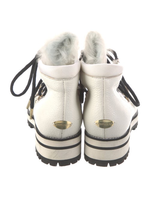Jimmy Choo Leather Faux Fur Trim Lace-Up Boots