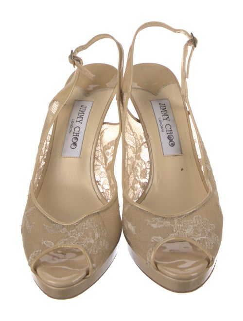 Jimmy Choo Lace Lace Trim Embellishment Slingback Sandals