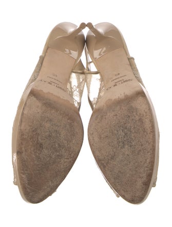 Jimmy Choo Lace Lace Trim Embellishment Slingback Sandals