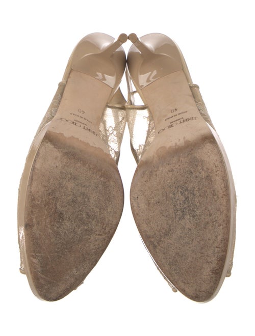 Jimmy Choo Lace Lace Trim Embellishment Slingback Sandals