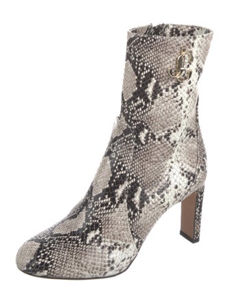 Jimmy Choo Embossed Leather Animal Print Boots