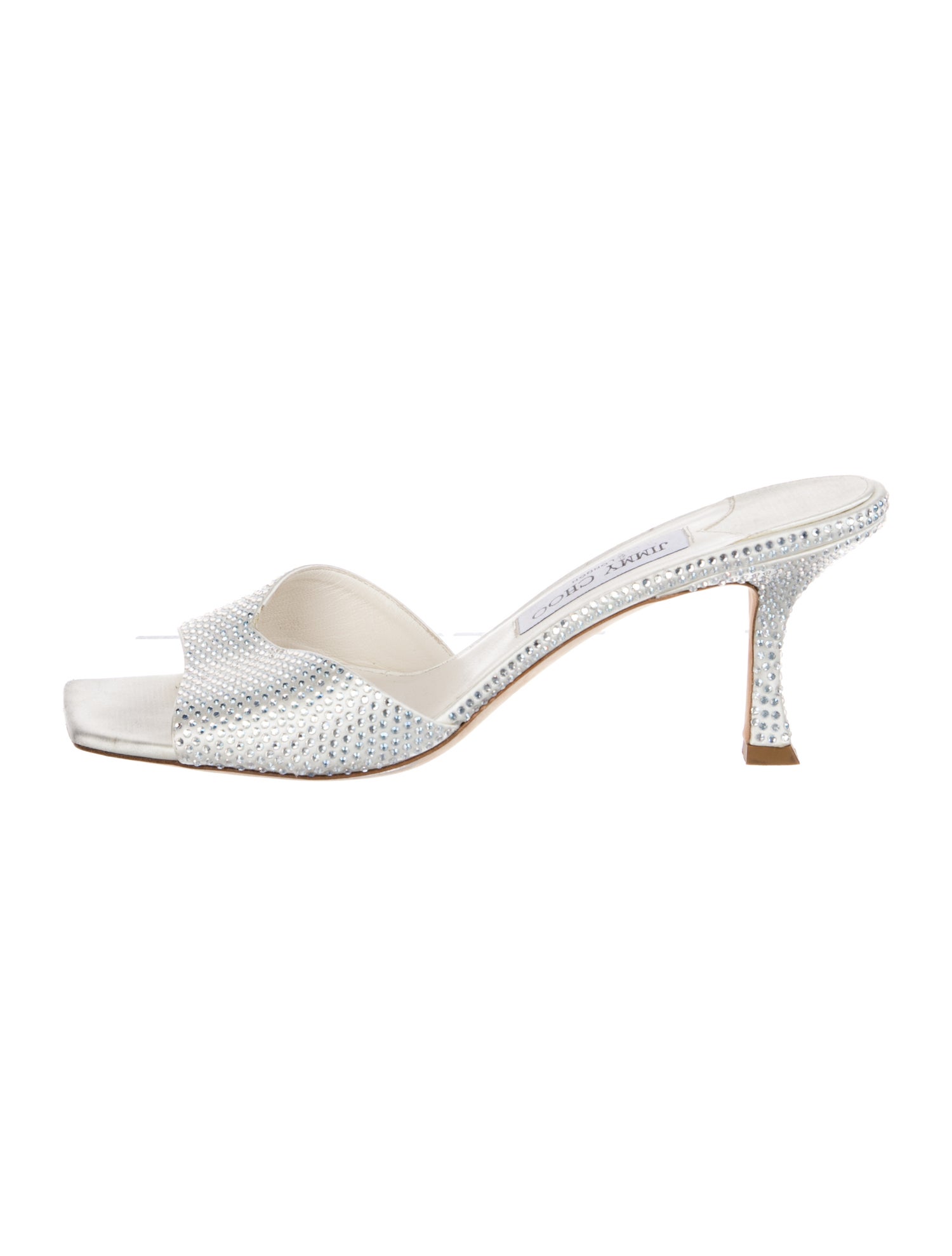 Jimmy Choo Leather Crystal Embellishments Slides