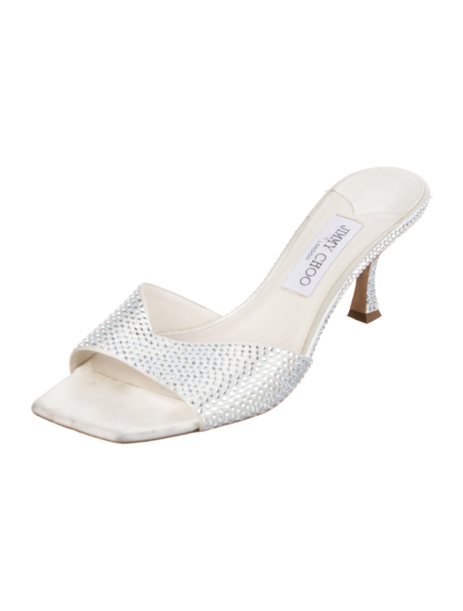Jimmy Choo Leather Crystal Embellishments Slides