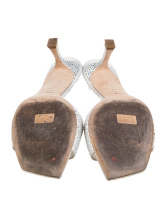 Jimmy Choo Leather Crystal Embellishments Slides