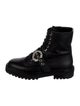 Jimmy Choo Leather Crystal Embellishments Combat Boots