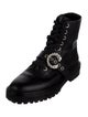Jimmy Choo Leather Crystal Embellishments Combat Boots