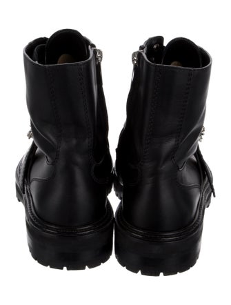 Jimmy Choo Leather Crystal Embellishments Combat Boots