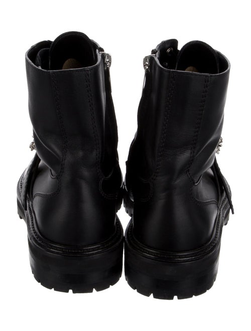Jimmy Choo Leather Crystal Embellishments Combat Boots