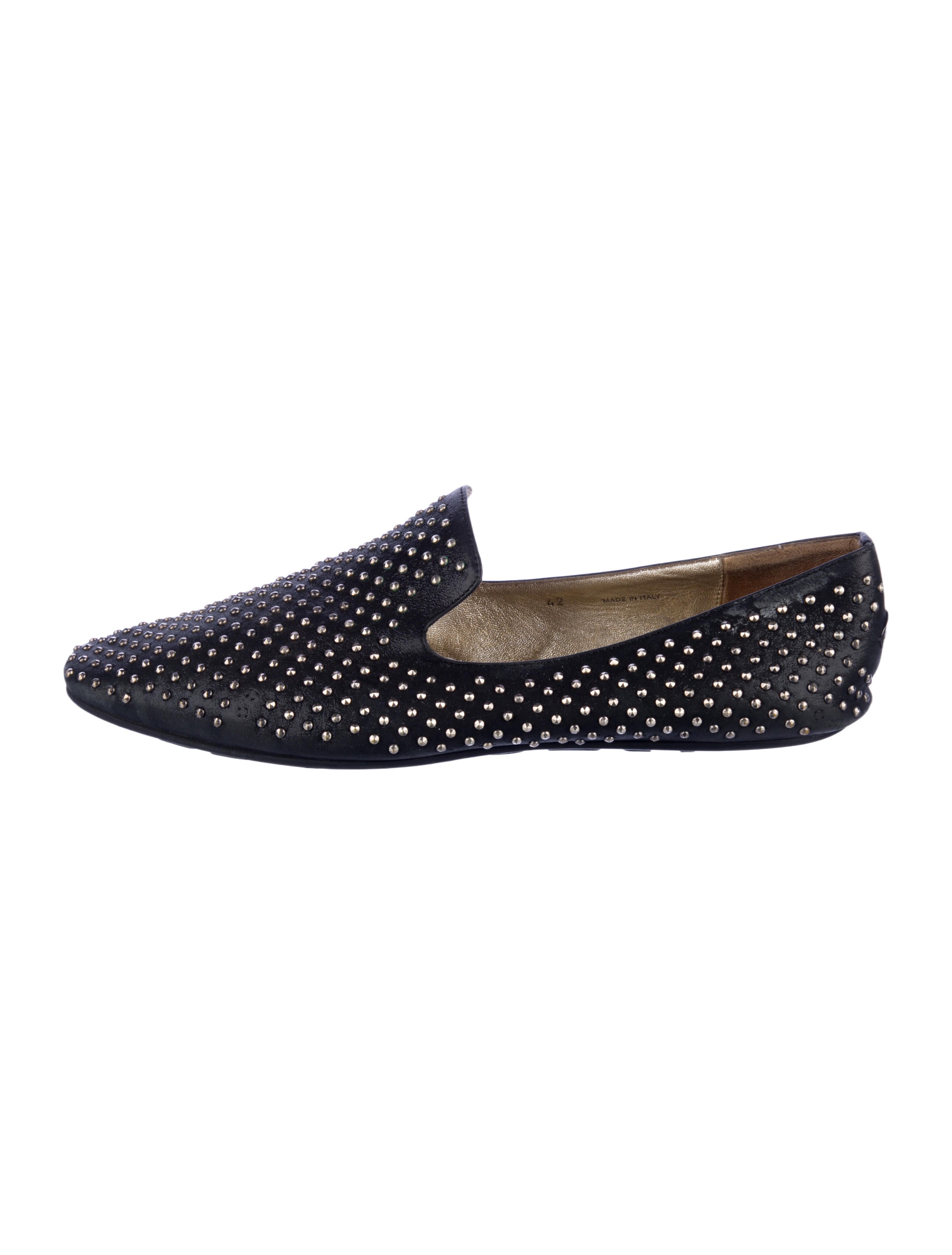 Jimmy Choo Leather Studded Accents Loafers