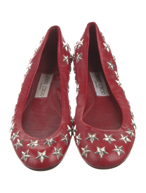 Jimmy Choo Leather Studded Accents Ballet Flats