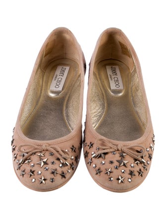 Jimmy Choo Suede Bow Accents Ballet Flats