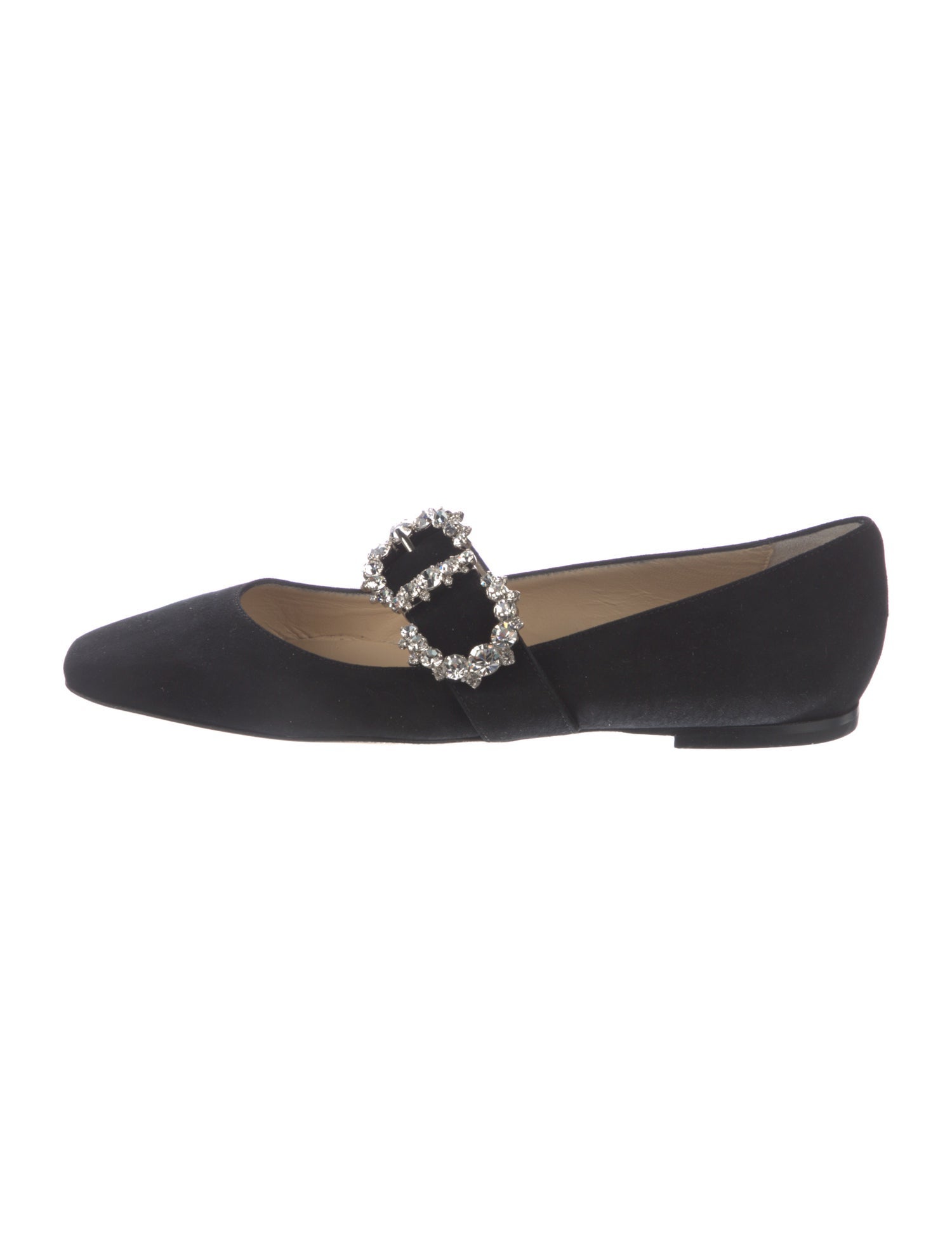 Jimmy Choo Suede Crystal Embellishments Mary Jane Flats