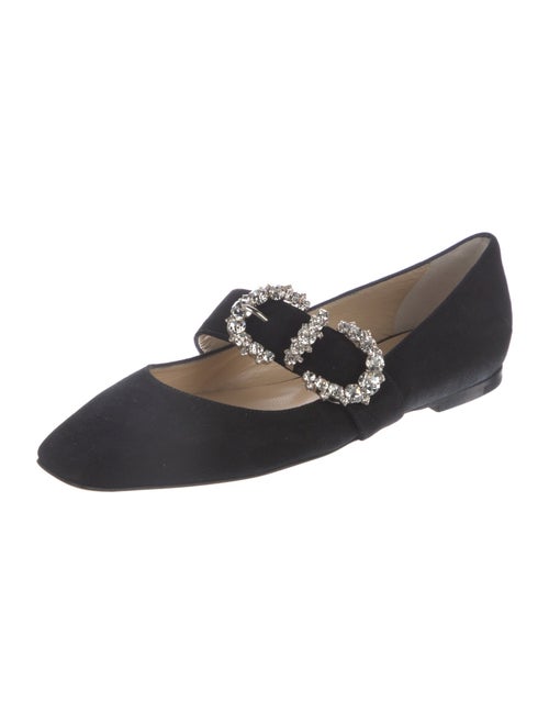Jimmy Choo Suede Crystal Embellishments Mary Jane Flats