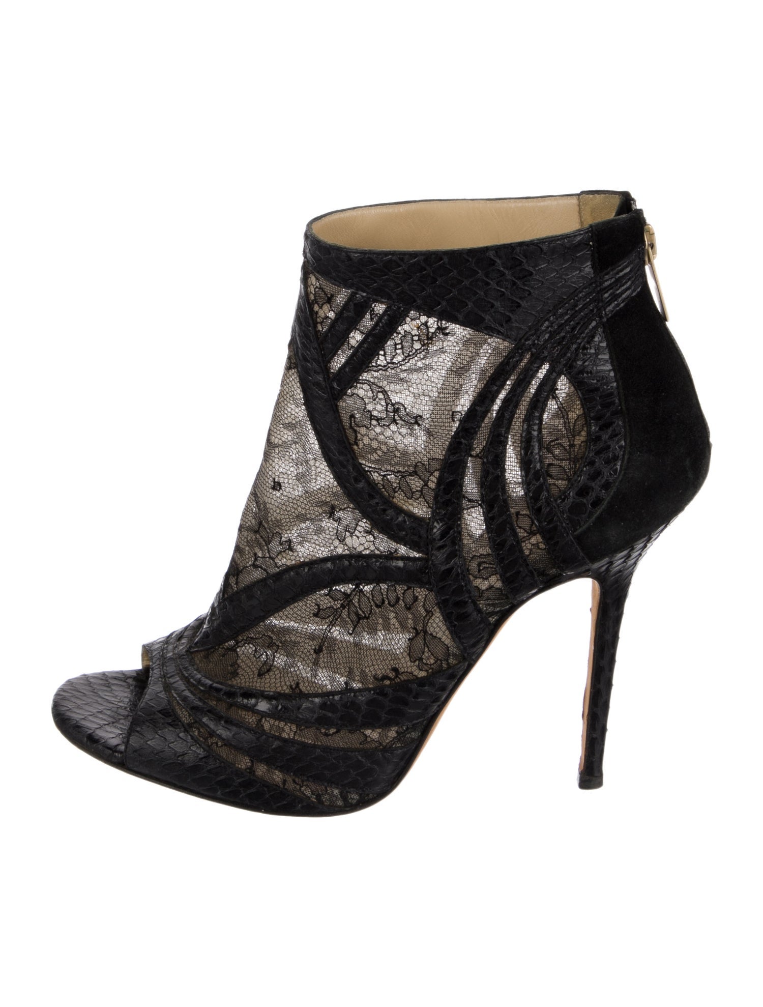 Jimmy Choo Snakeskin Lace Pattern Boots