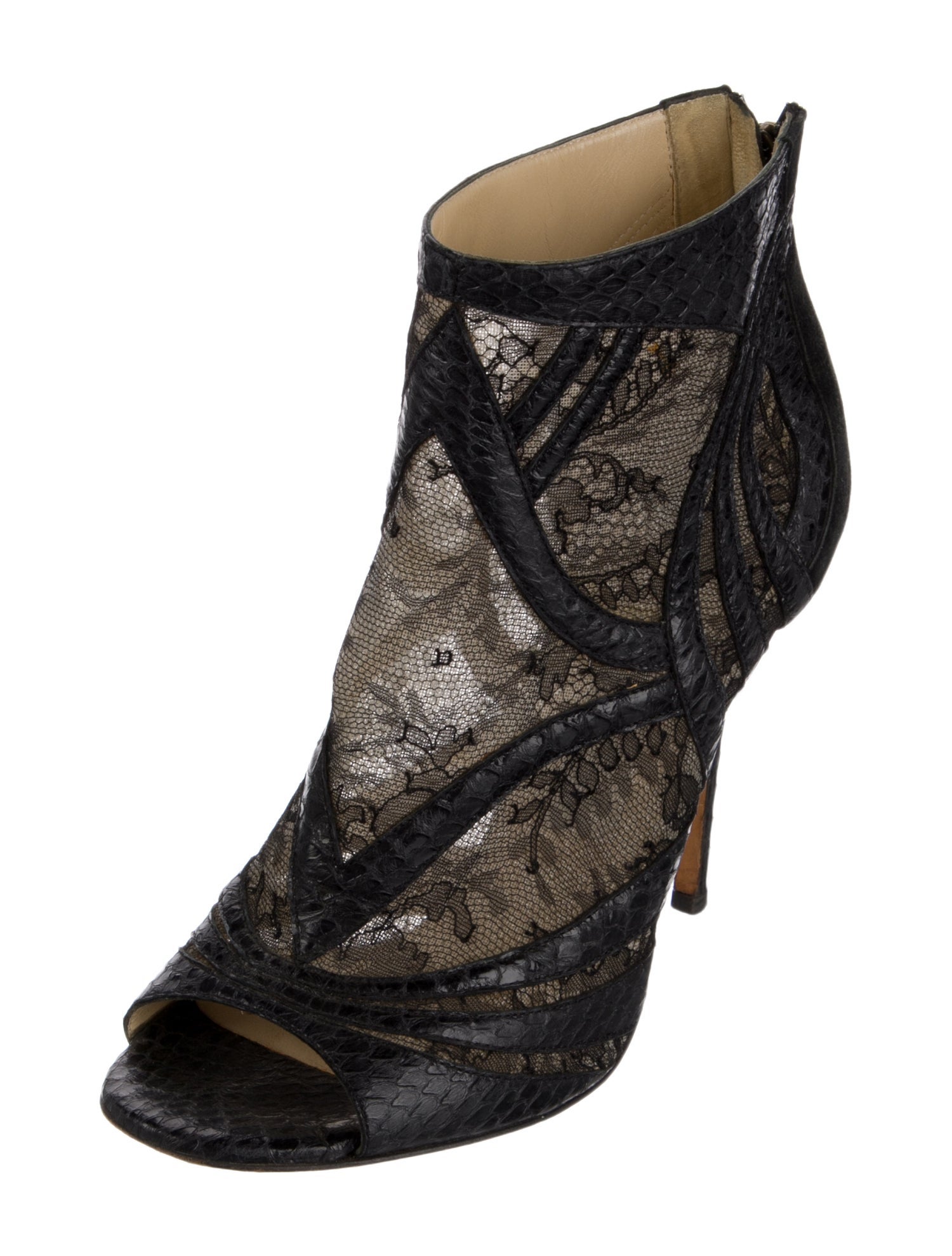 Jimmy Choo Snakeskin Lace Pattern Boots