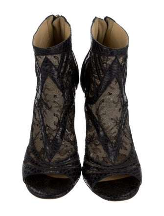 Jimmy Choo Snakeskin Lace Pattern Boots
