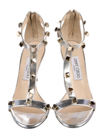 Jimmy Choo Patent Leather Studded Accents Gladiator Sandals