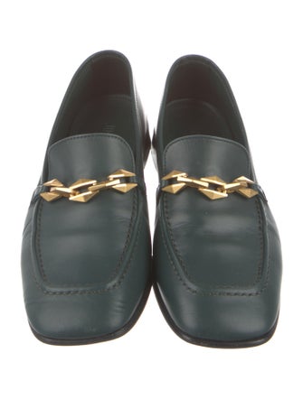 Jimmy Choo Leather Chain-Link Accents Loafers