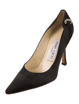 Jimmy Choo Satin Crystal Embellishments Pumps