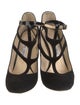 Jimmy Choo Suede Leather Trim Embellishment T-Strap Pumps