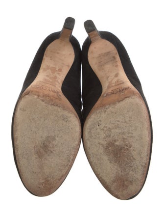 Jimmy Choo Suede Leather Trim Embellishment T-Strap Pumps