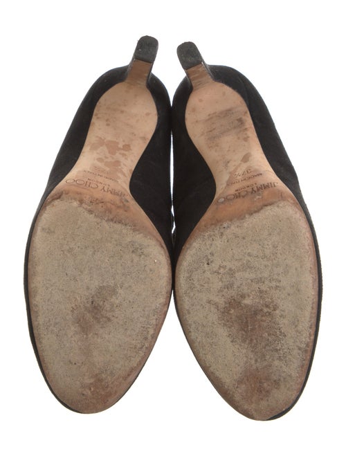 Jimmy Choo Suede Leather Trim Embellishment T-Strap Pumps