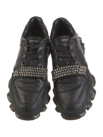 Jimmy Choo Leather Crystal Embellishments Athletic Sneakers