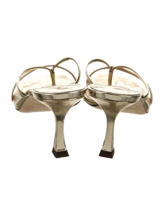 Jimmy Choo Patent Leather Leather Trim Embellishment Slides