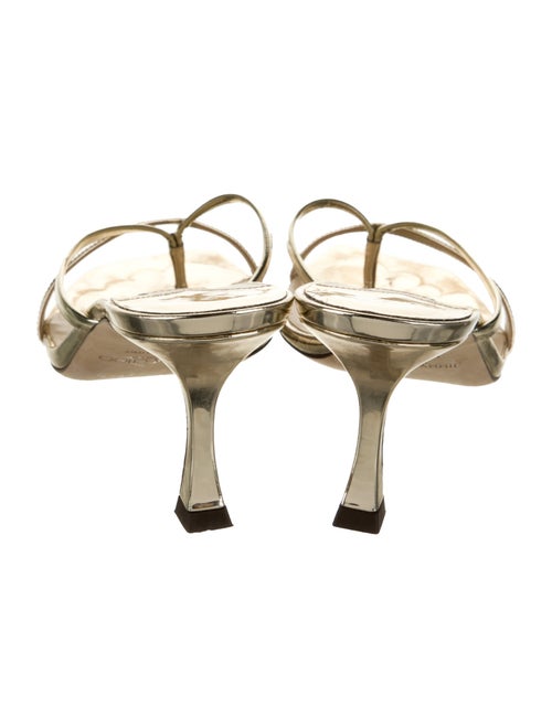 Jimmy Choo Patent Leather Leather Trim Embellishment Slides