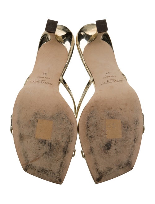 Jimmy Choo Patent Leather Leather Trim Embellishment Slides