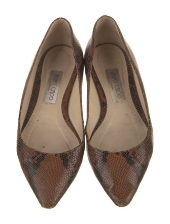 Jimmy Choo Embossed Leather Animal Print Flats