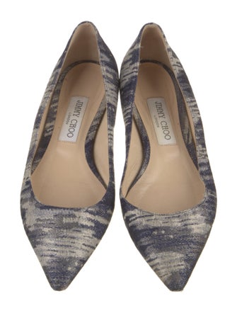 Jimmy Choo Animal Print Leather Trim Embellishment Flats