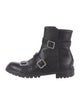 Jimmy Choo Leather Crystal Embellishments Combat Boots