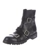 Jimmy Choo Leather Crystal Embellishments Combat Boots
