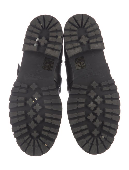 Jimmy Choo Leather Crystal Embellishments Combat Boots