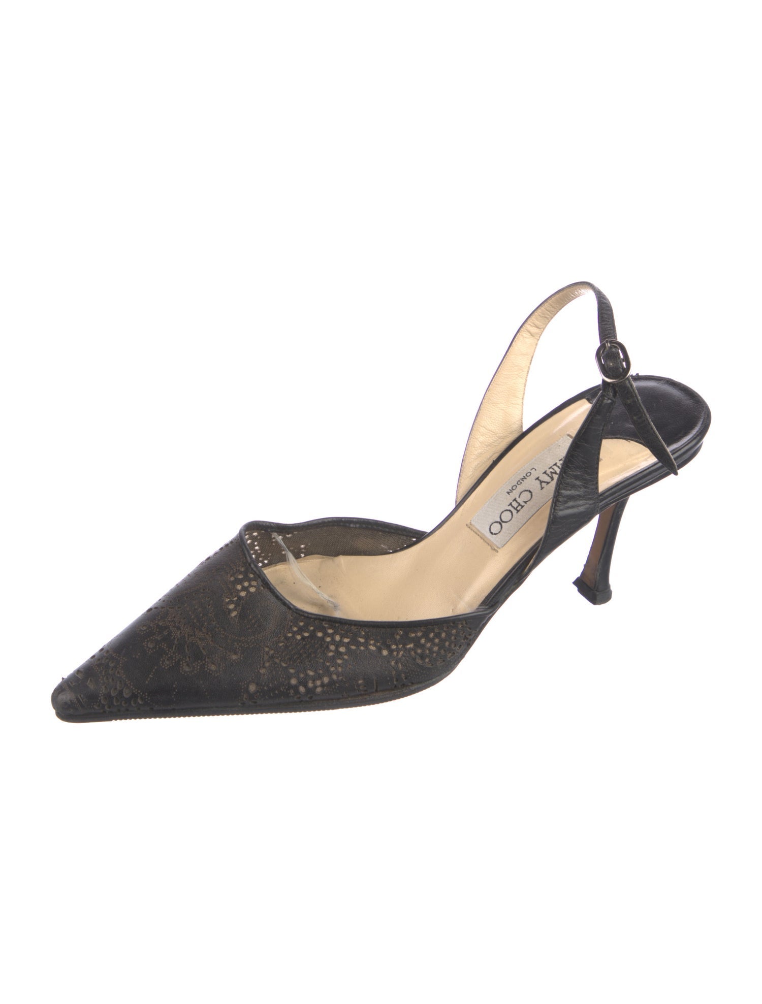 Jimmy Choo Leather Lasercut Accents Slingback Pumps