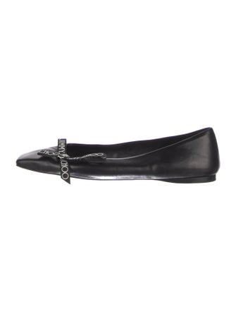 Jimmy Choo Leather Bow Accents Ballet Flats