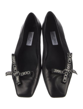 Jimmy Choo Leather Bow Accents Ballet Flats