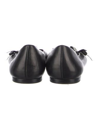 Jimmy Choo Leather Bow Accents Ballet Flats