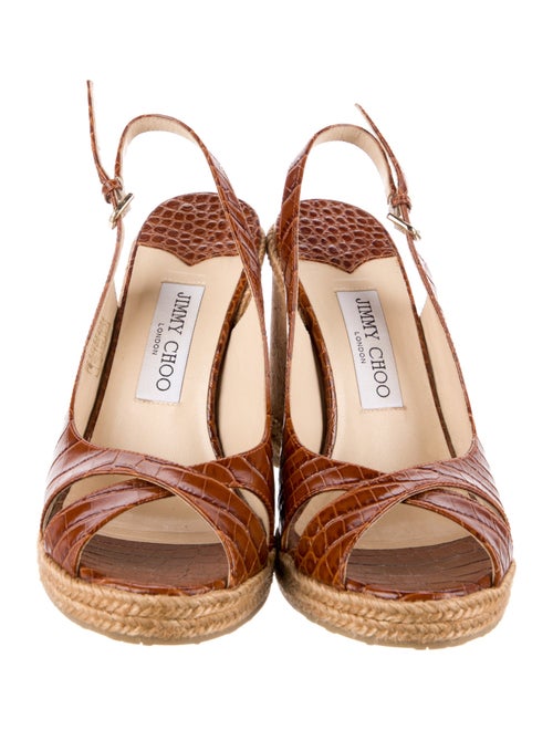 Jimmy Choo Embossed Leather Animal Print Espadrilles