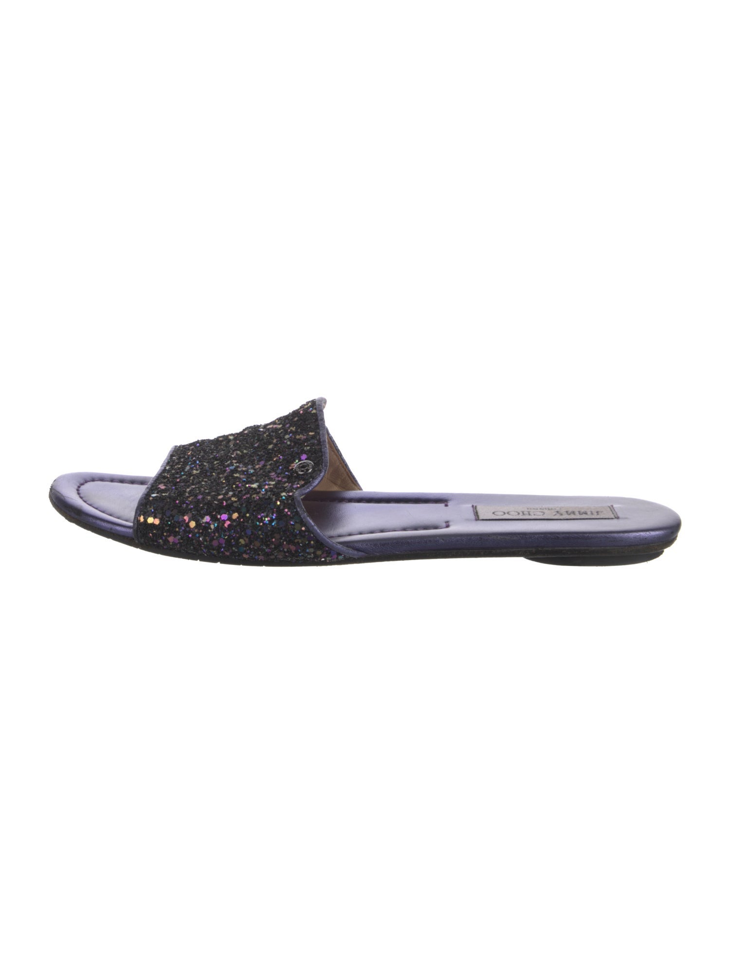 Jimmy Choo Metal Glitter Accents Slides