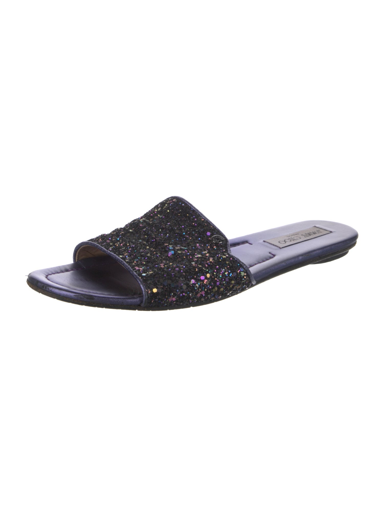 Jimmy Choo Metal Glitter Accents Slides