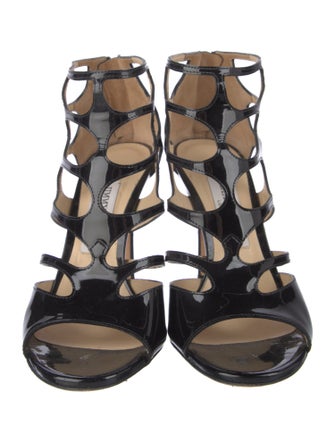 Jimmy Choo Patent Leather Cutout Accent Gladiator Sandals