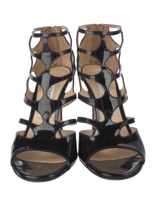 Jimmy Choo Patent Leather Cutout Accent Gladiator Sandals