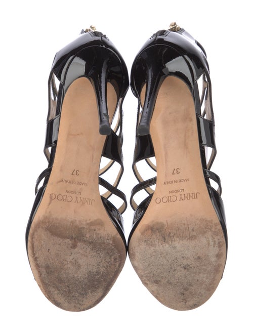 Jimmy Choo Patent Leather Cutout Accent Gladiator Sandals
