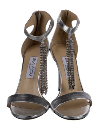 Jimmy Choo Leather Tassel Accents Sandals