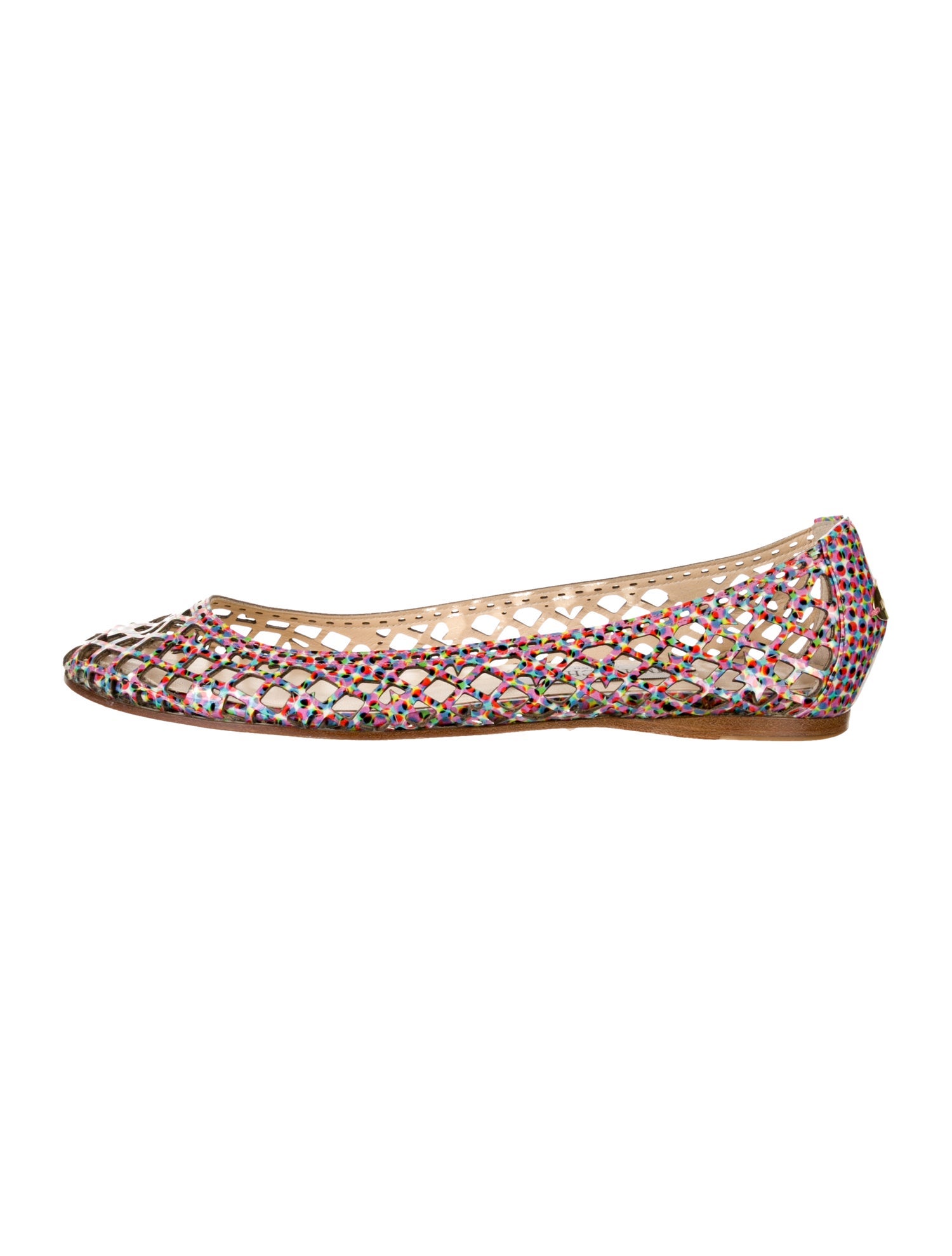 Jimmy Choo Patent Leather Colorblock Pattern Ballet Flats