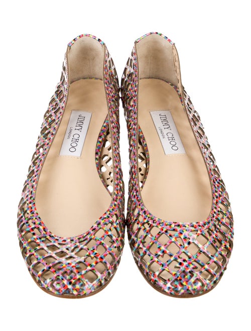 Jimmy Choo Patent Leather Colorblock Pattern Ballet Flats